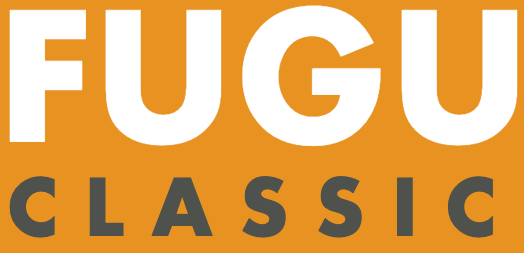 Nom et logo de la gamme FUGU-Classic sur fond jaune